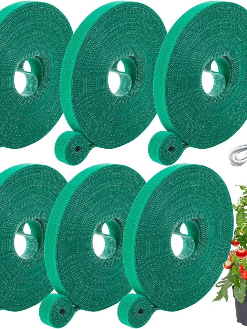Plant Tape, 6 Roll 196 Ft Green Garden Tape, Adjustable Twist Ties for Plants Su